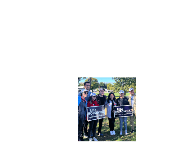 Jon Lovett with State Rep. Lisa Borowski and VSA volunteers.