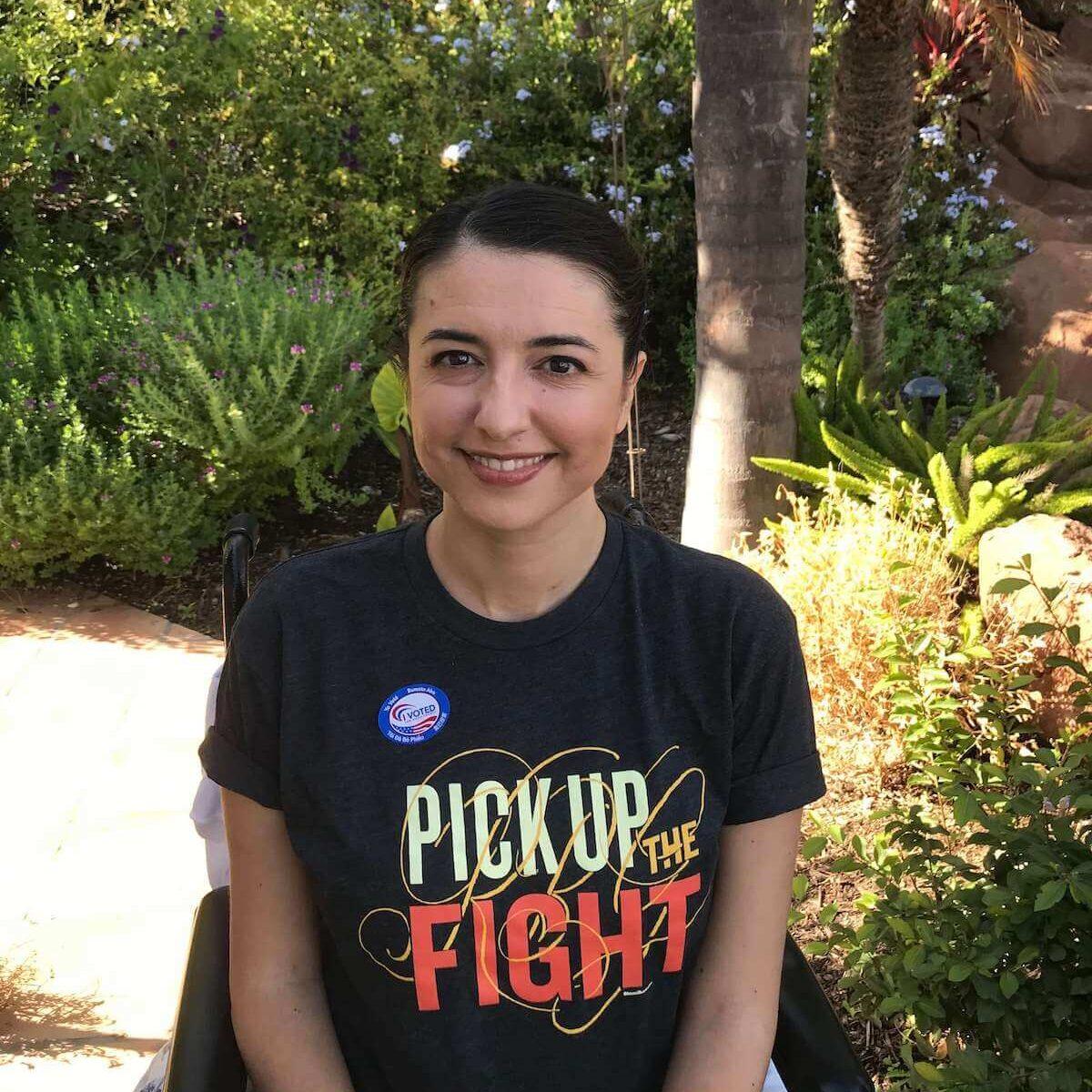 VSA volunteer Carla from California in her I Voted sticker